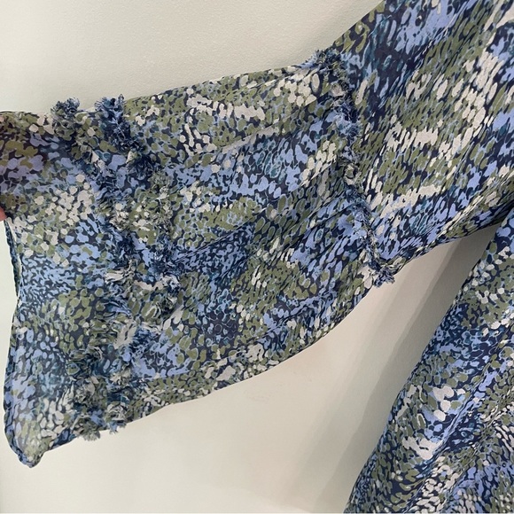 Ramy Brook Pennie 100% Silk Floral Kimono Sleeve Blouse Top size Medium Blue. 24 - Picture 4 of 9